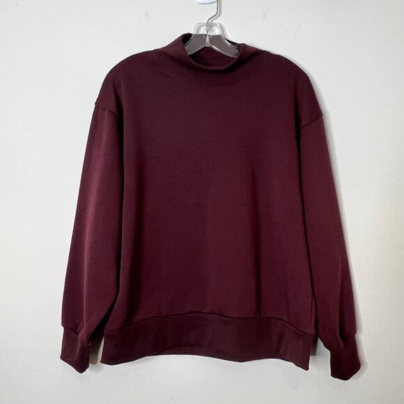 Harmony & Balance Mock Neck Fleece Pullover Sweatshirt Burgundy Large - Picture 2 of 9